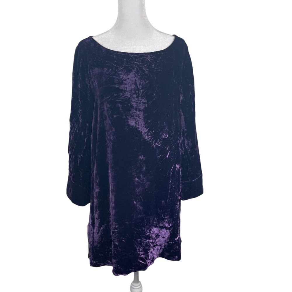 Soft Surroundings Deep Purple Crushed Velvet Tunic Top Sz M Whimsigoth Boho